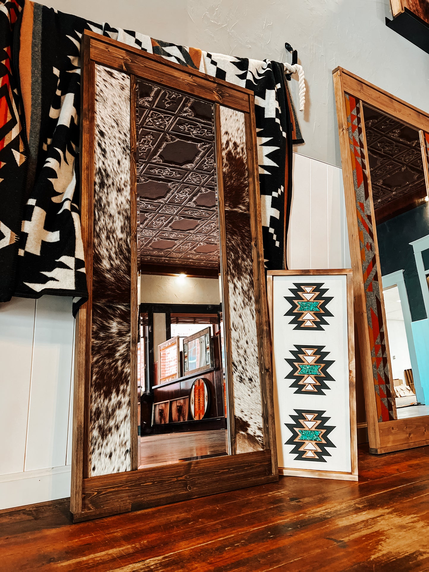 Black & White Cowhide Mirror