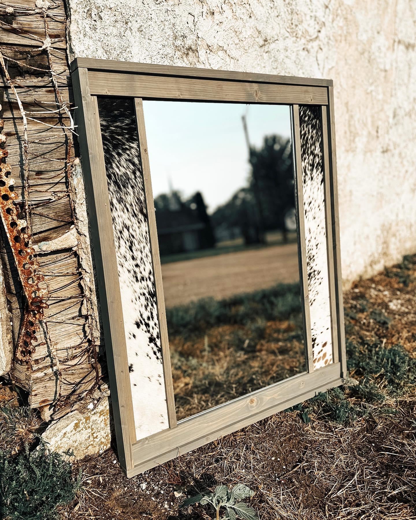Black & White Cowhide Mirror