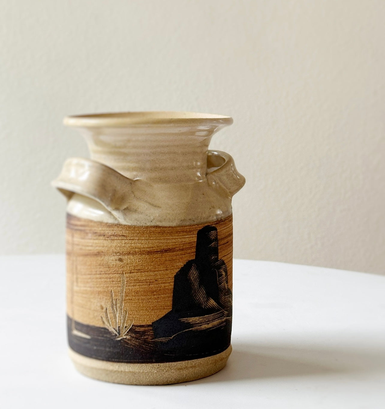 Etched Stoneware Vase