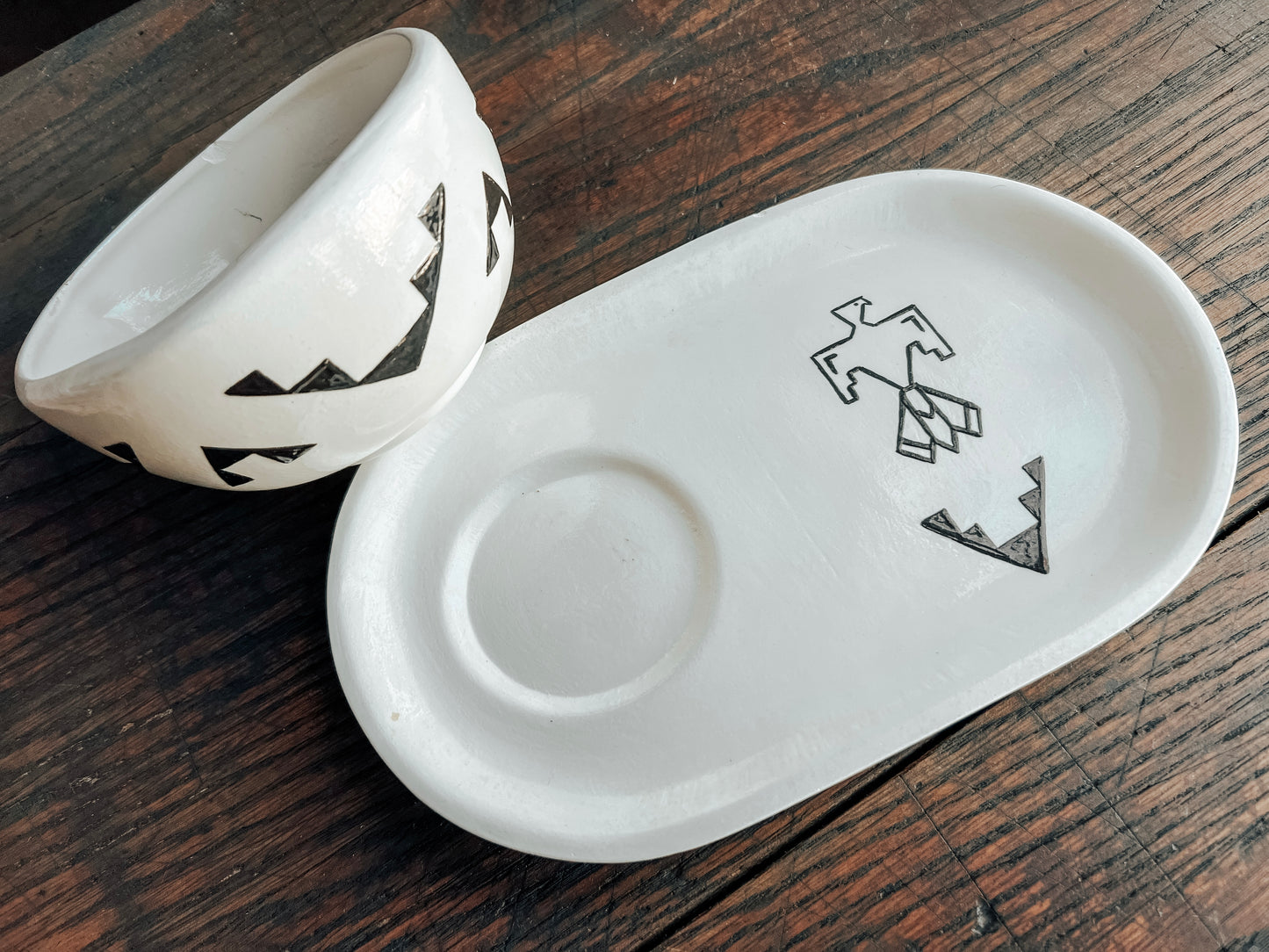 Native American Handmade Bowl & Plate Set