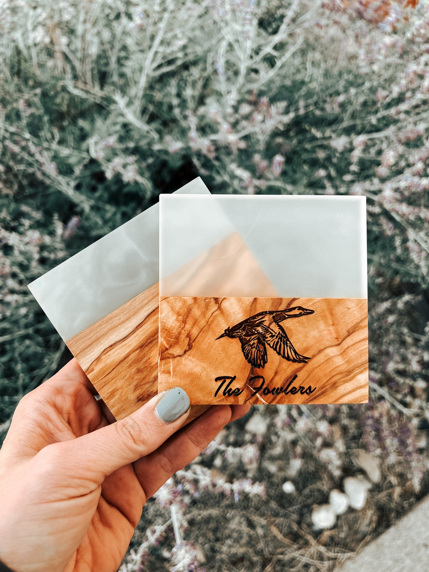 Olive Wood Custom Coaster Set