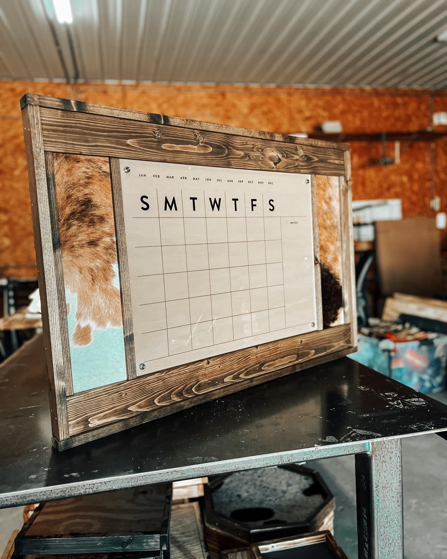 Cowhide Monthly Dry Erase Calendar