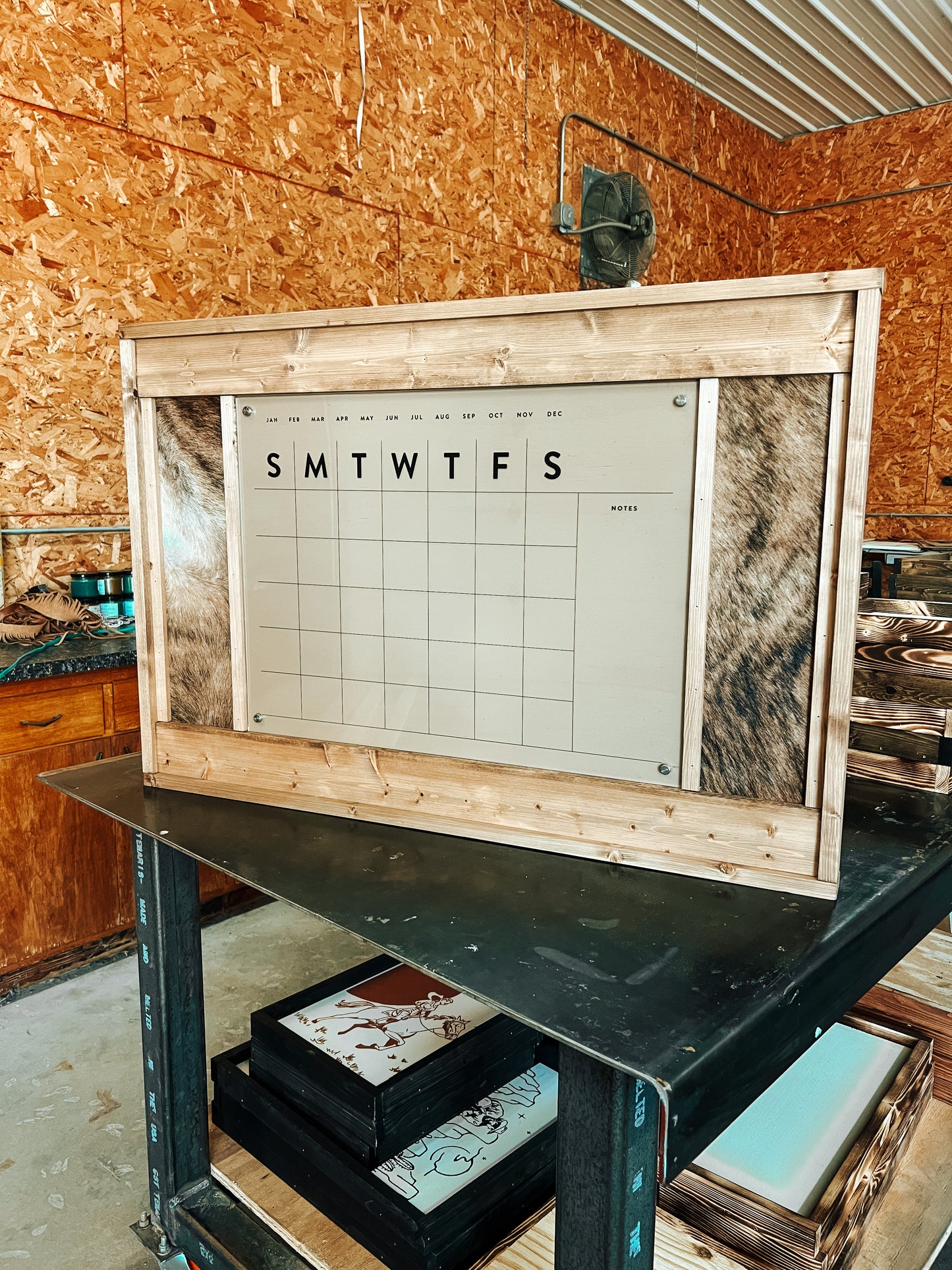 Cowhide Monthly Dry Erase Calendar