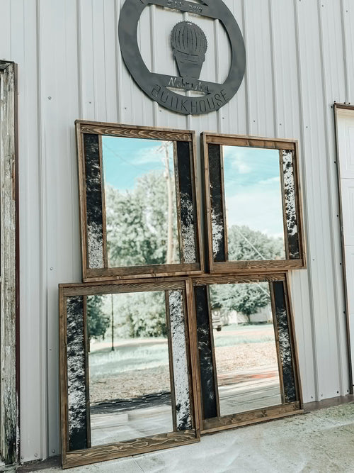 Black & White Cowhide Mirror