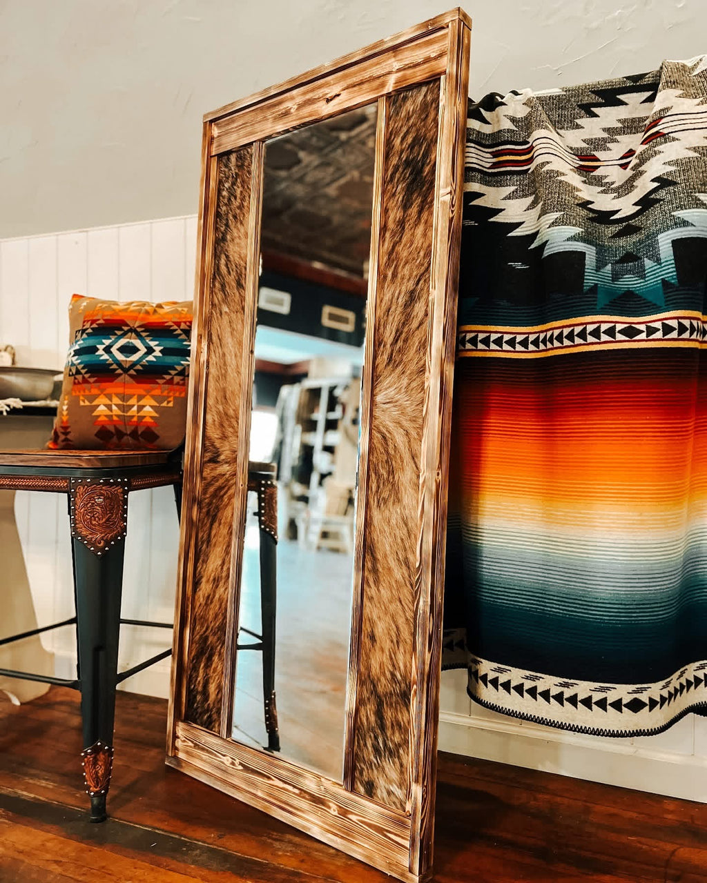 Brindle Cowhide Mirror