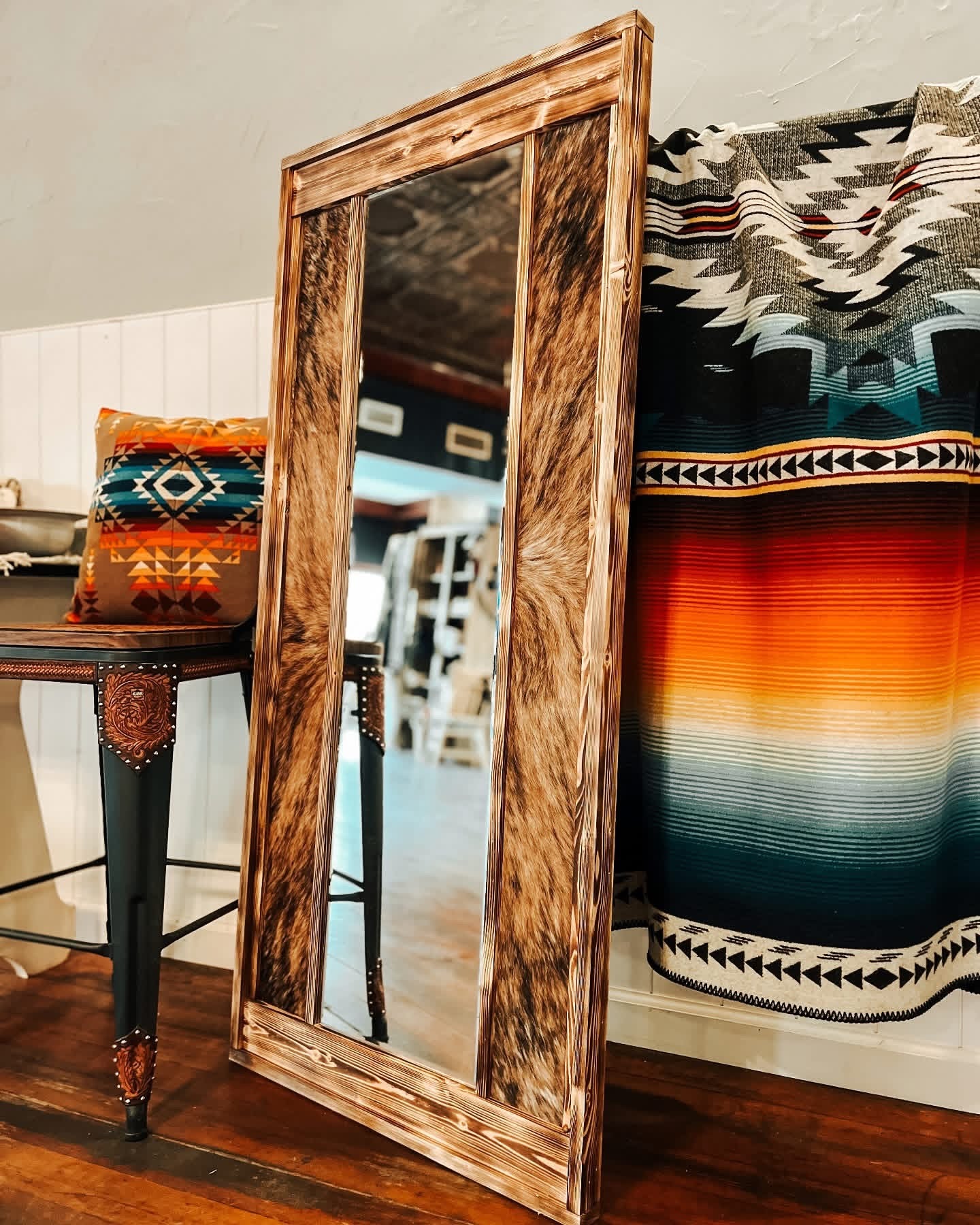 Brindle Cowhide Mirror