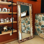 Tan & White Cowhide Mirror