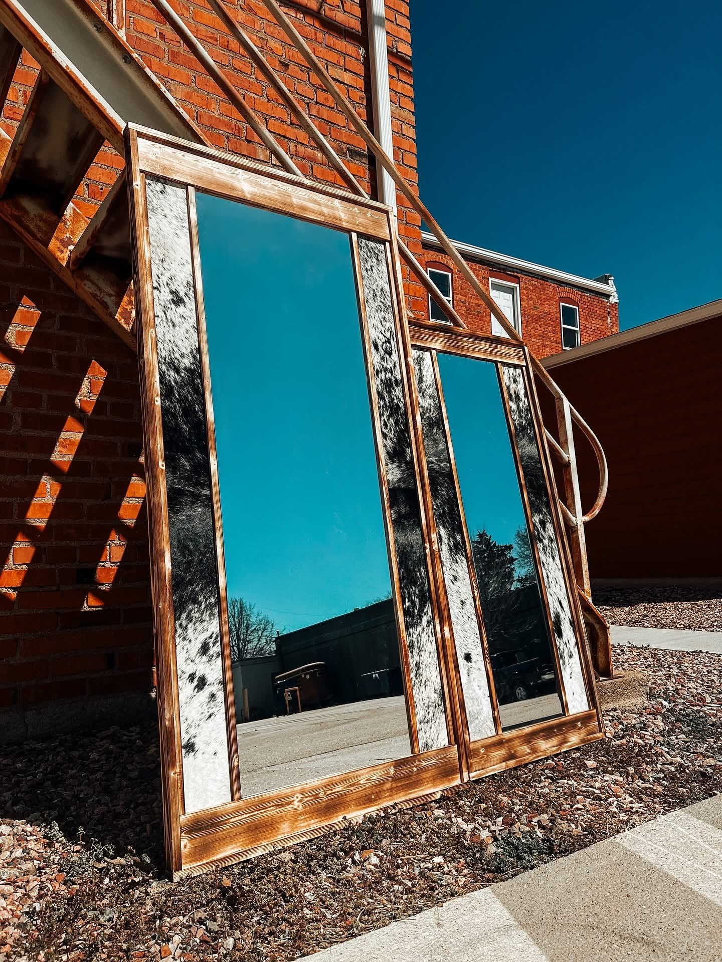 Black & White Cowhide Mirror