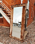 Red & White Cowhide Mirror