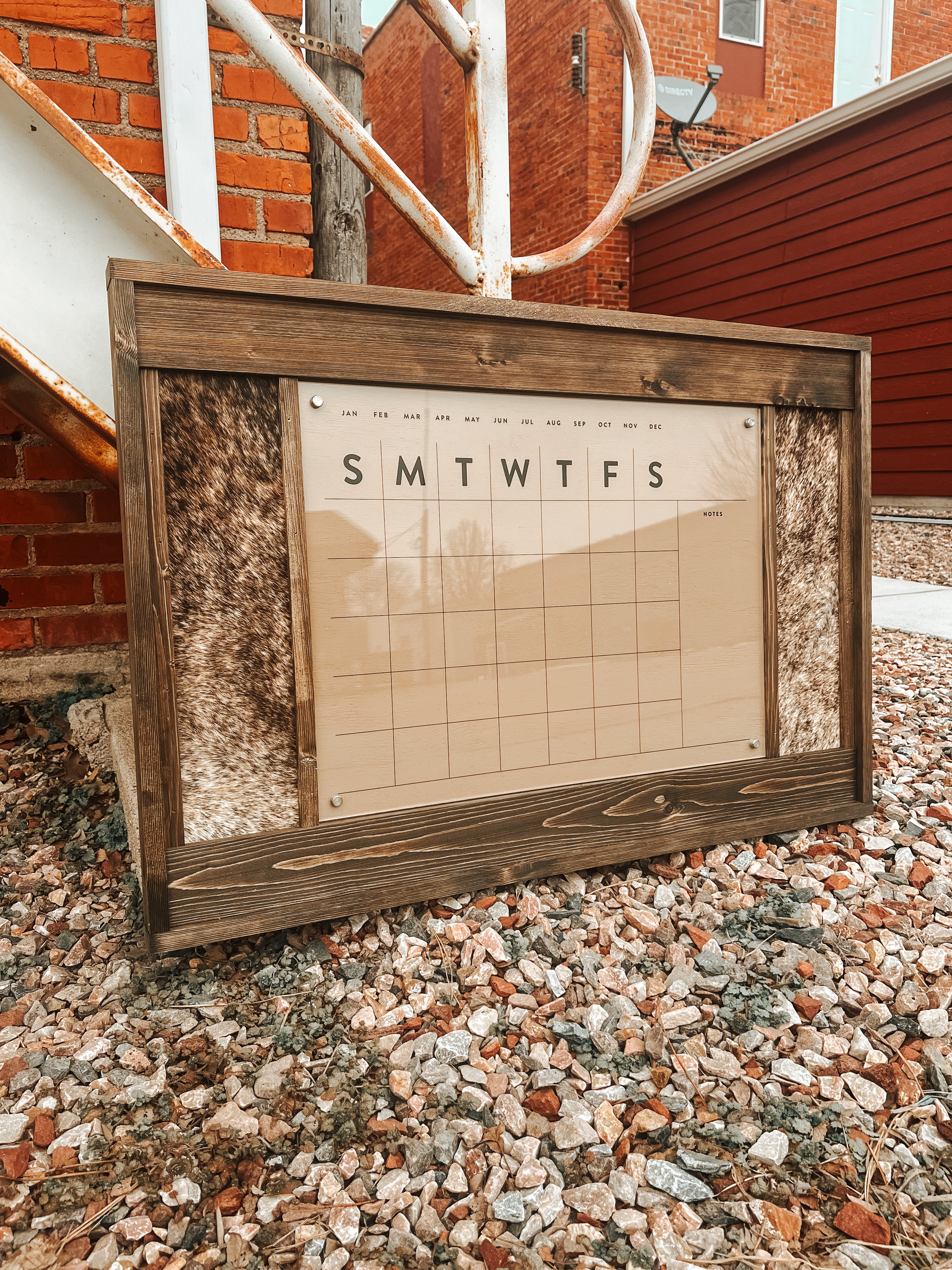 Cowhide Monthly Dry Erase Calendar