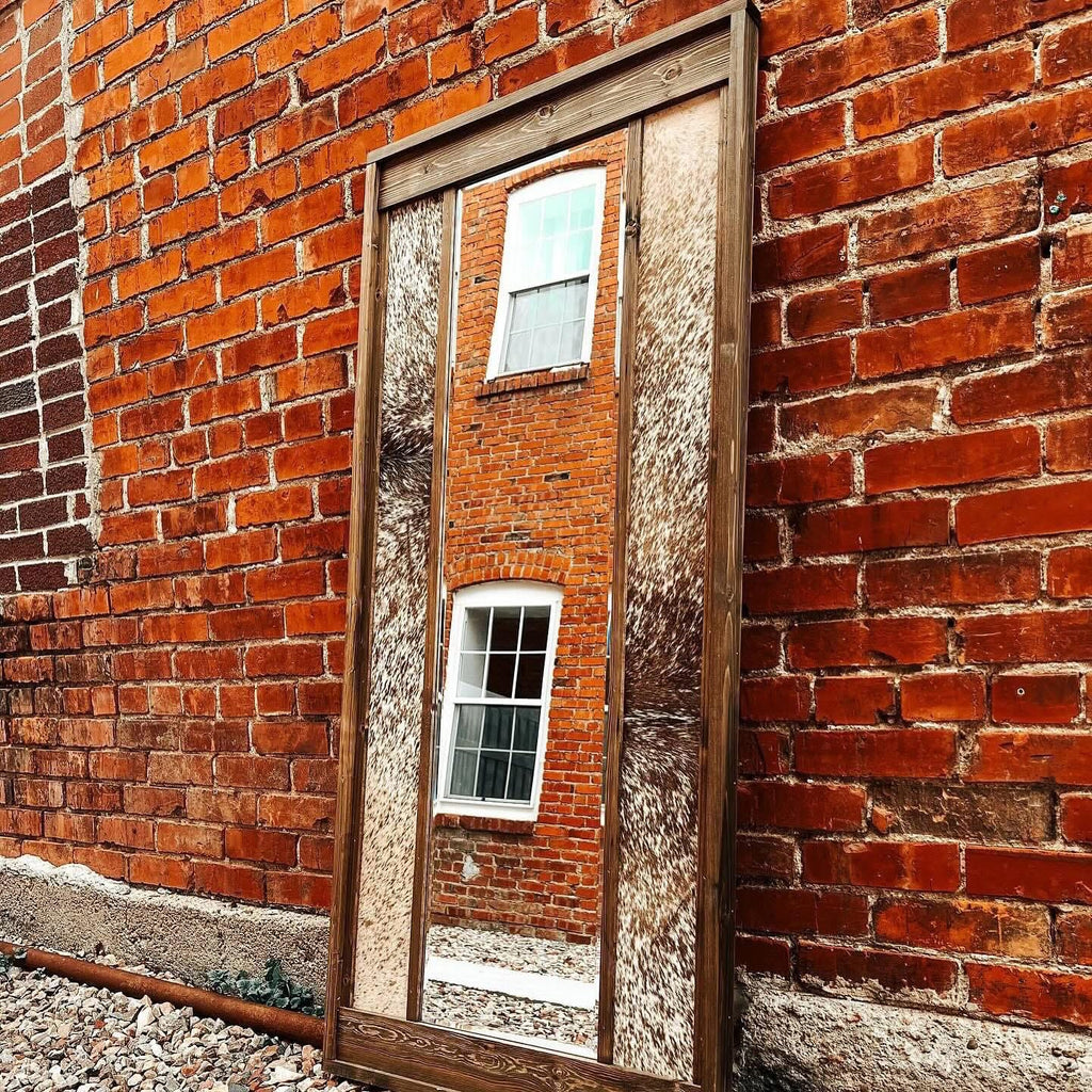 Chocolate & White Cowhide Mirror
