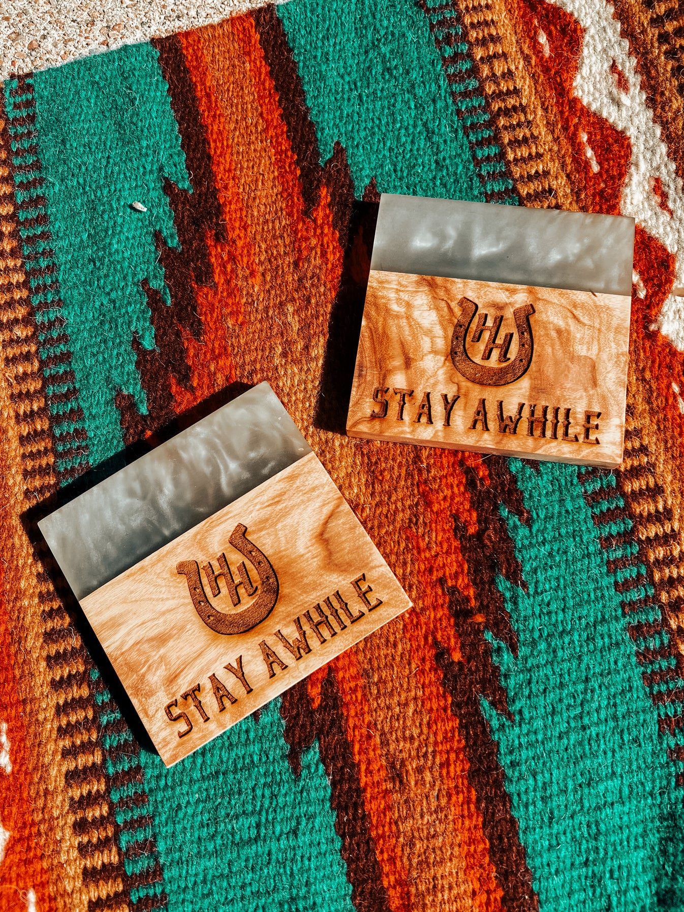 Custom Stay Awhile Coasters Brass Bunkhouse