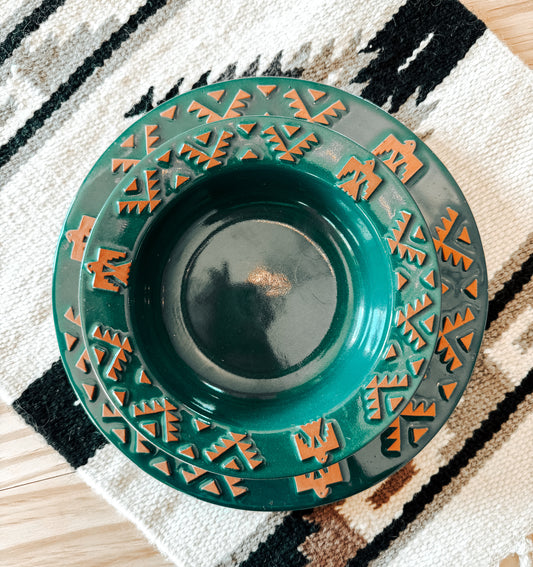 Frankoma Native Bowl & Dinner Plate Set