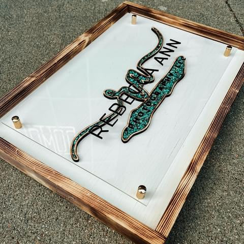 Turquoise Inlay Shadow Box Sign