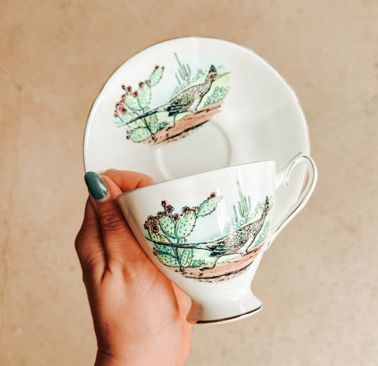 Vintage Roadrunner Mug & Saucer